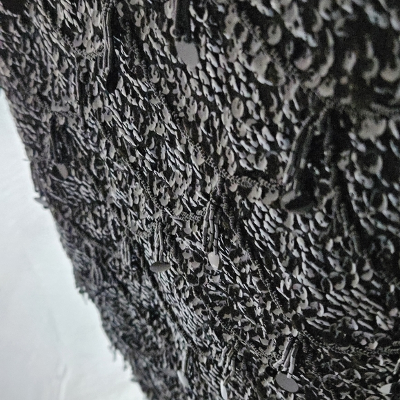 Vintage Sz Small Hand Beaded 100% Wool Boat Neck Whimsical Black Sequin Blouse - Picture 14 of 15